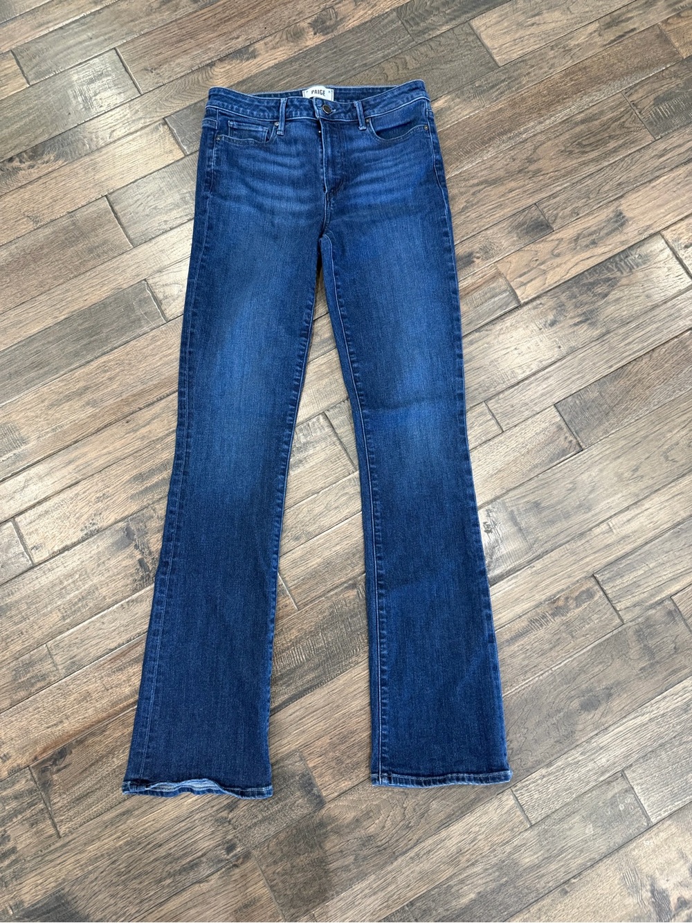 PAIGE High Rise Manhattan Bootcut Jeans 29 Goin Steady Dark Wash Stretch
